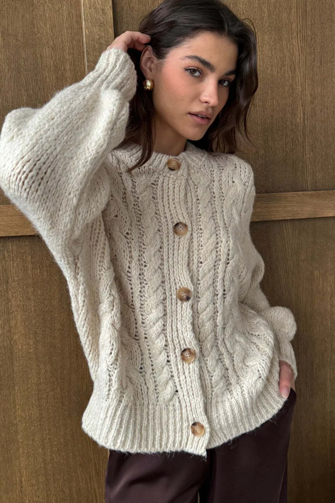 Vintage Cable Knit Crewneck Sweater - Image 6