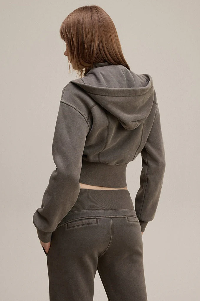 Cropped Waist Zip Up Hoodie - Image 3