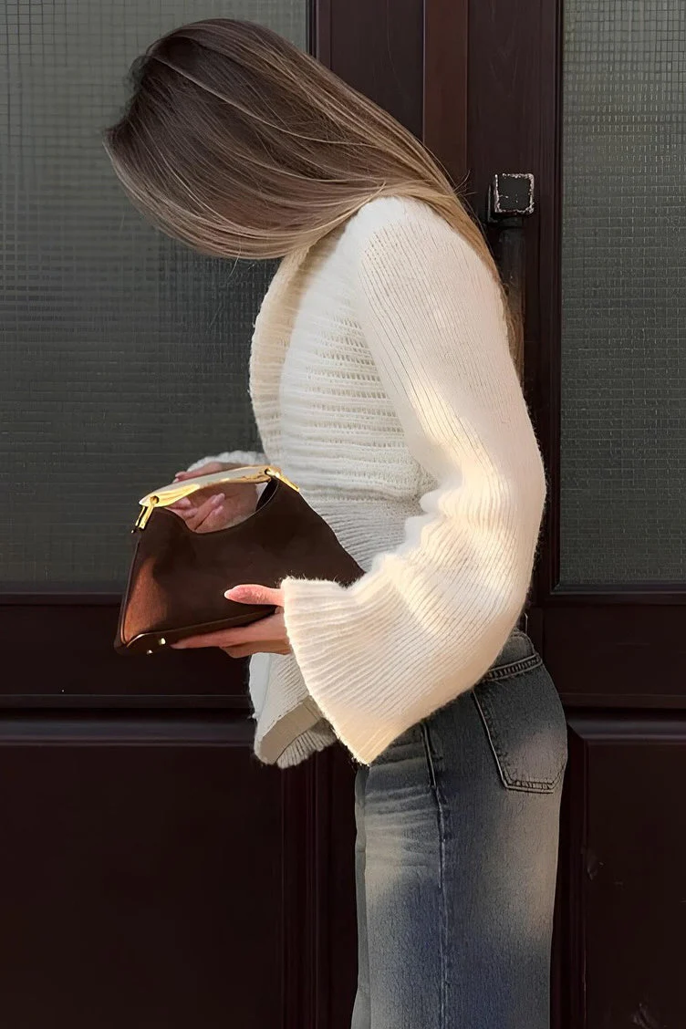 One Button Asymmetrical Knit  Blouse - Image 4