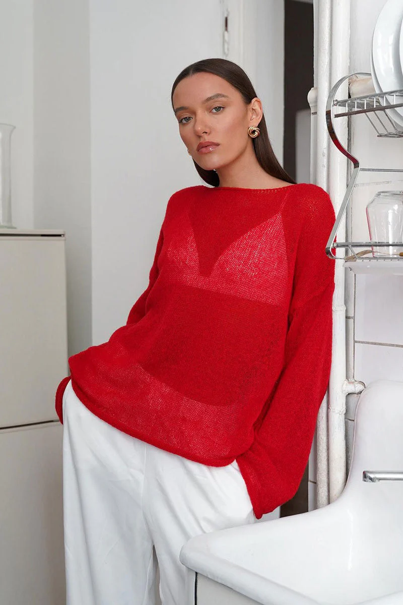 Lightweight See Through Knit Blouse - Image 2