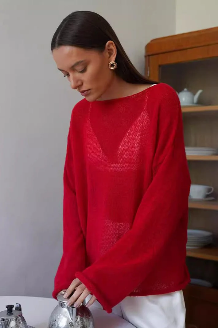 Lightweight See Through Knit Blouse - Image 3