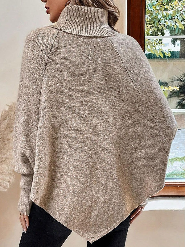 Cable Knit Turtleneck Batwing Sleeve Sweater - Image 3