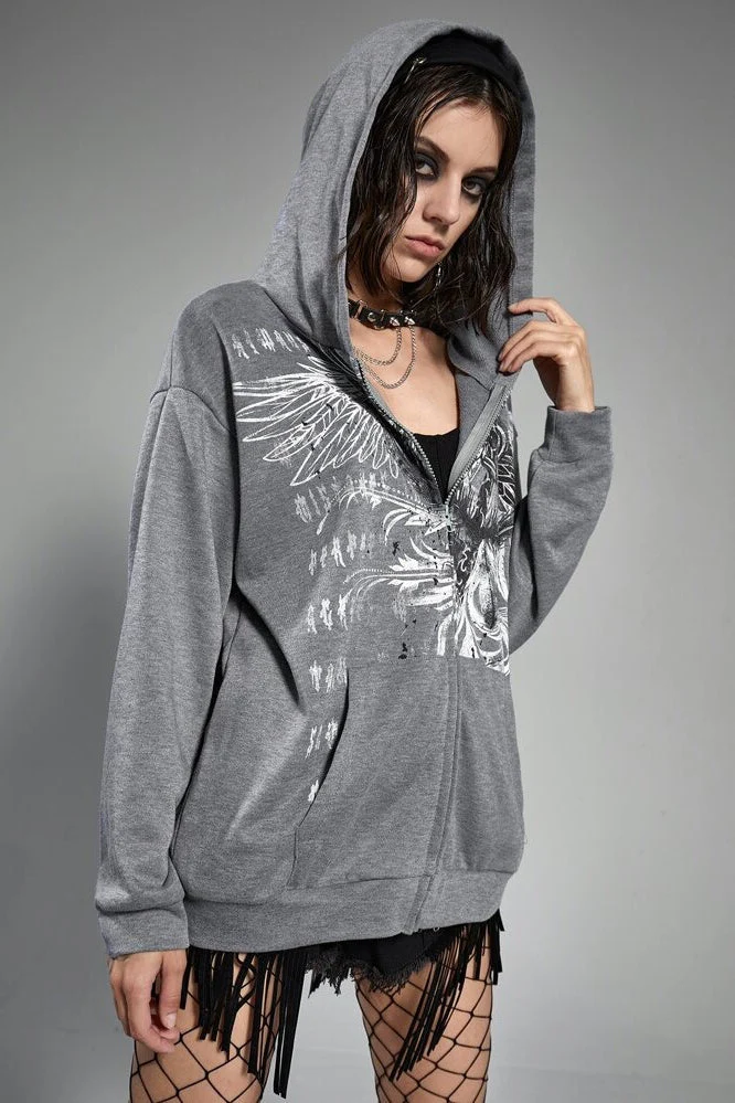 Oversized Eagle Print Hoodie - Image 3