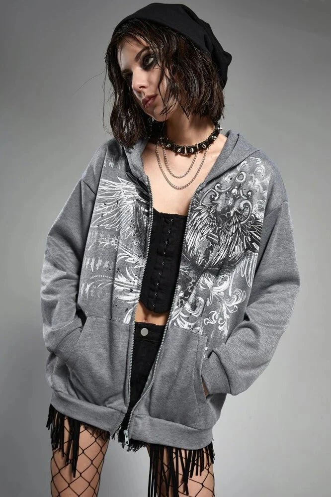 Oversized Eagle Print Hoodie - Image 4
