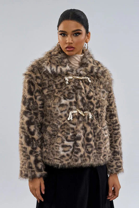 Leopard Print Faux Fur Coat - Image 2