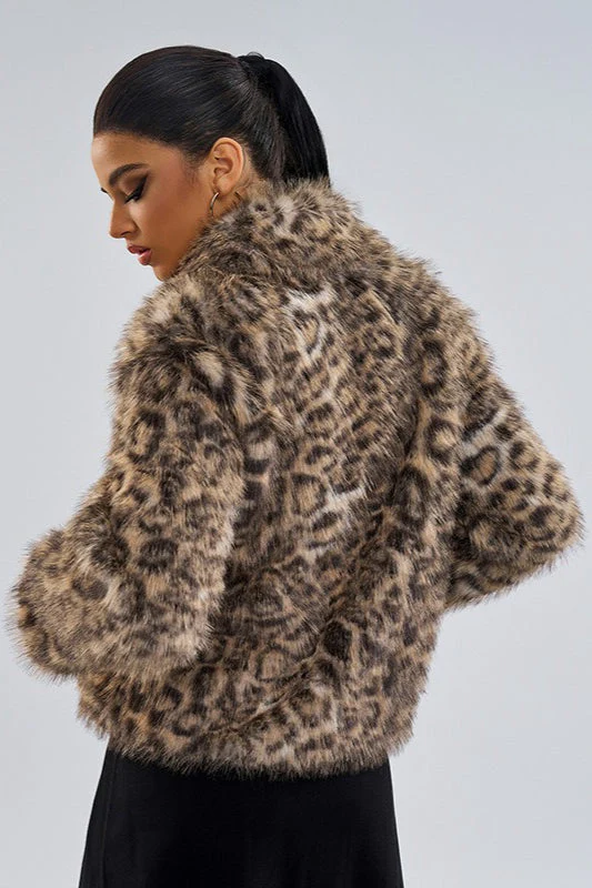 Leopard Print Faux Fur Coat - Image 3