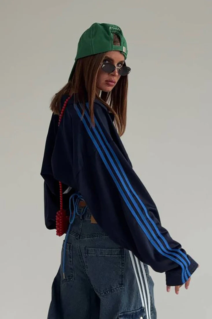 Satin Ruched Half Zip Crop  Blouse - Image 3
