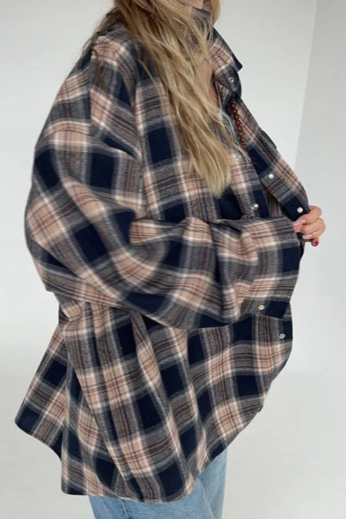 Boyfriend Style Plaid Shirt Blouse - Image 3