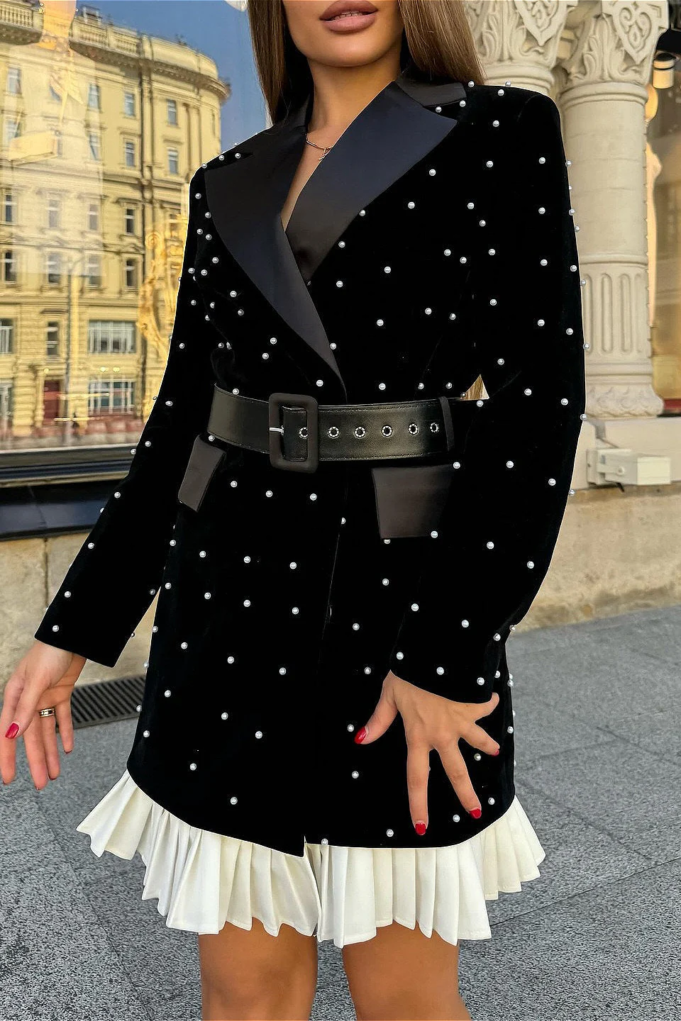 Pearl Studded Blazer Mini Dress - Image 2