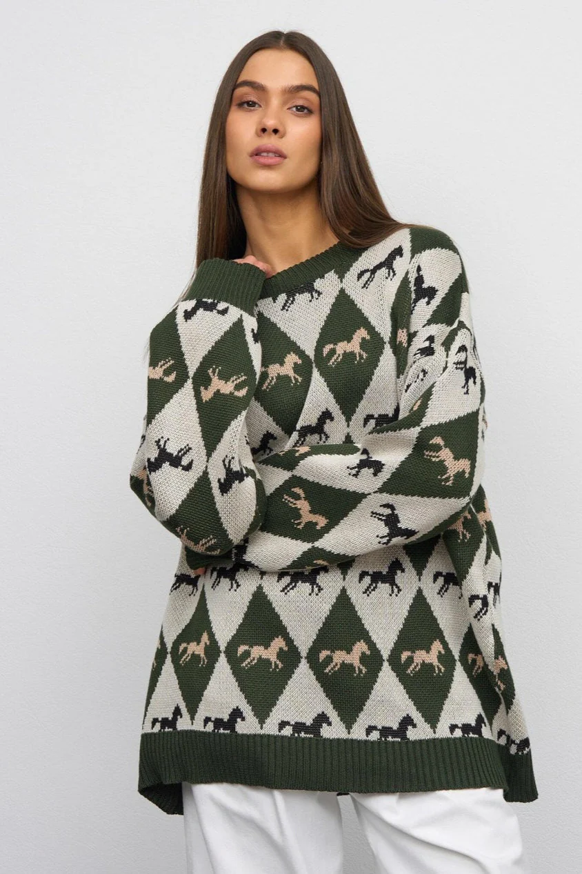 Long Sleeve Colorblock Knit Sweater - Image 12