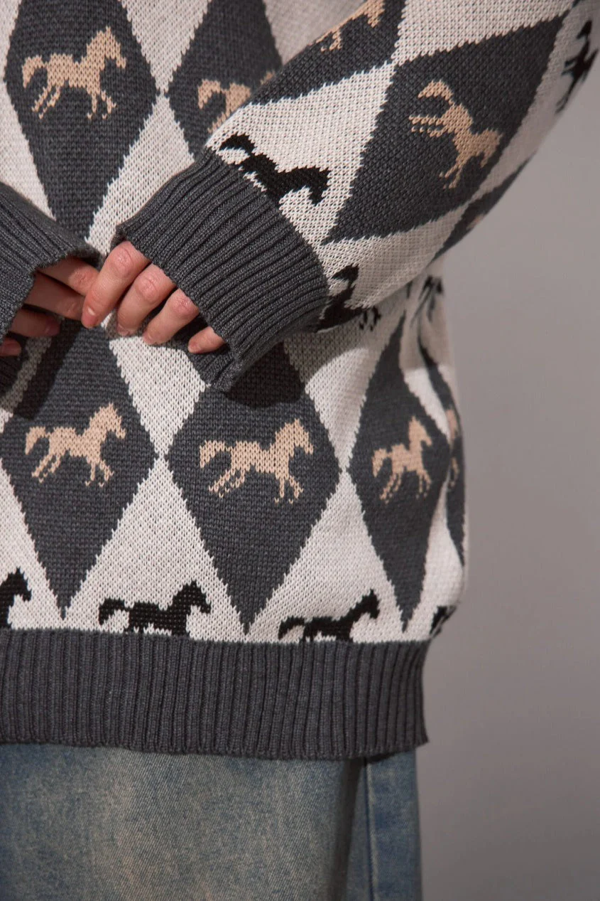 Long Sleeve Colorblock Knit Sweater - Image 5