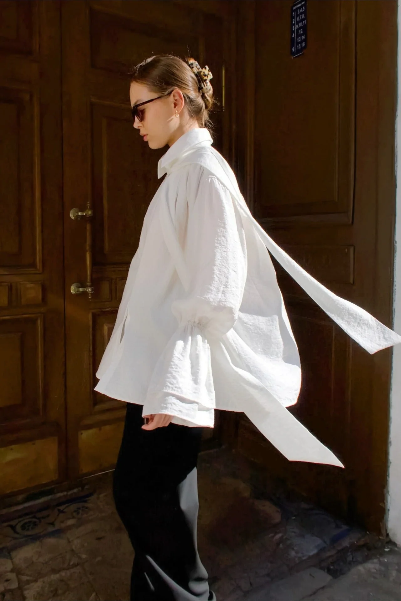 Crepe Tie Front Loose Fit Blouse - Image 2