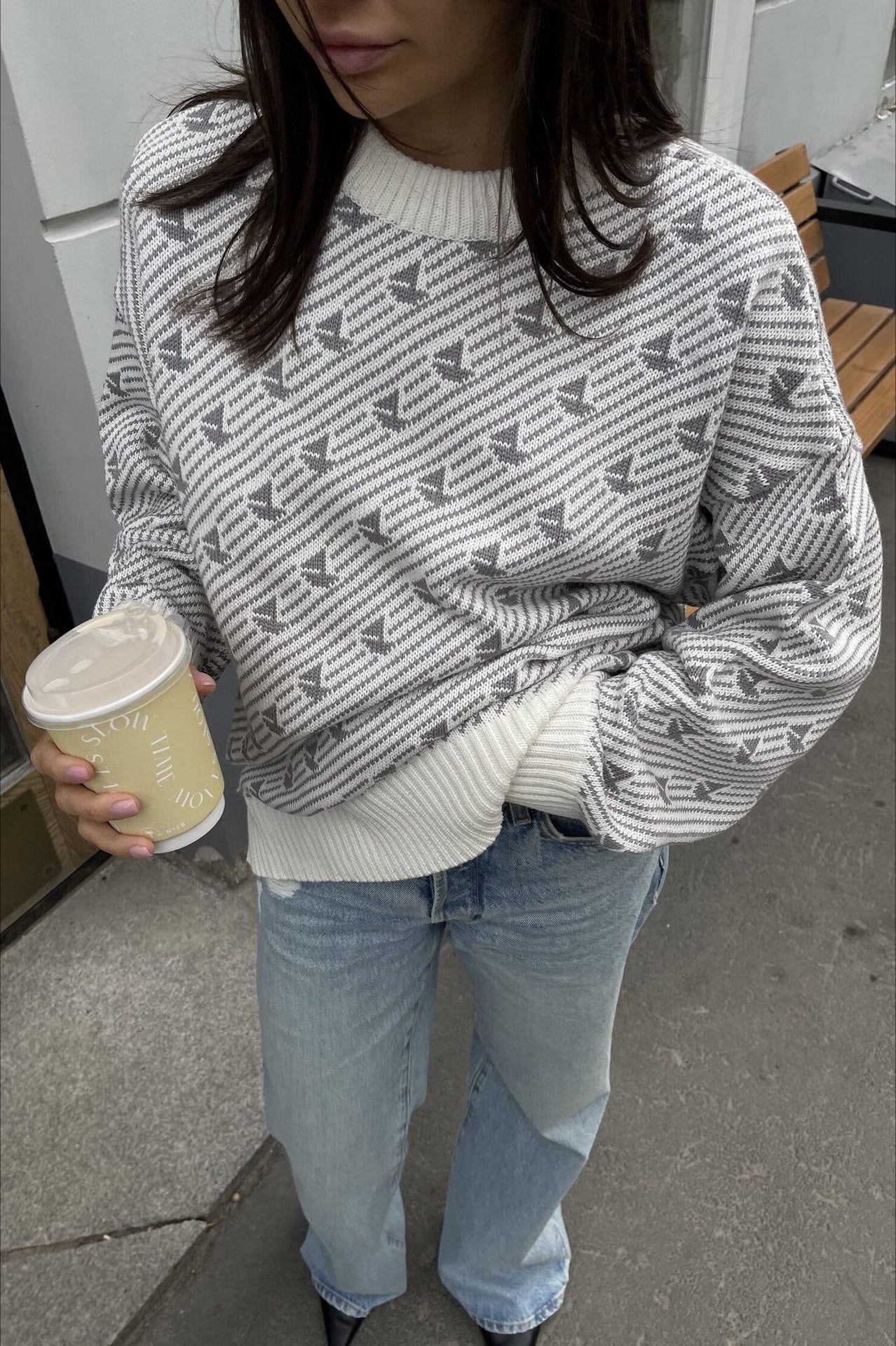 Sailboat Pattern Crew Neck Knit Sweater - Image 12