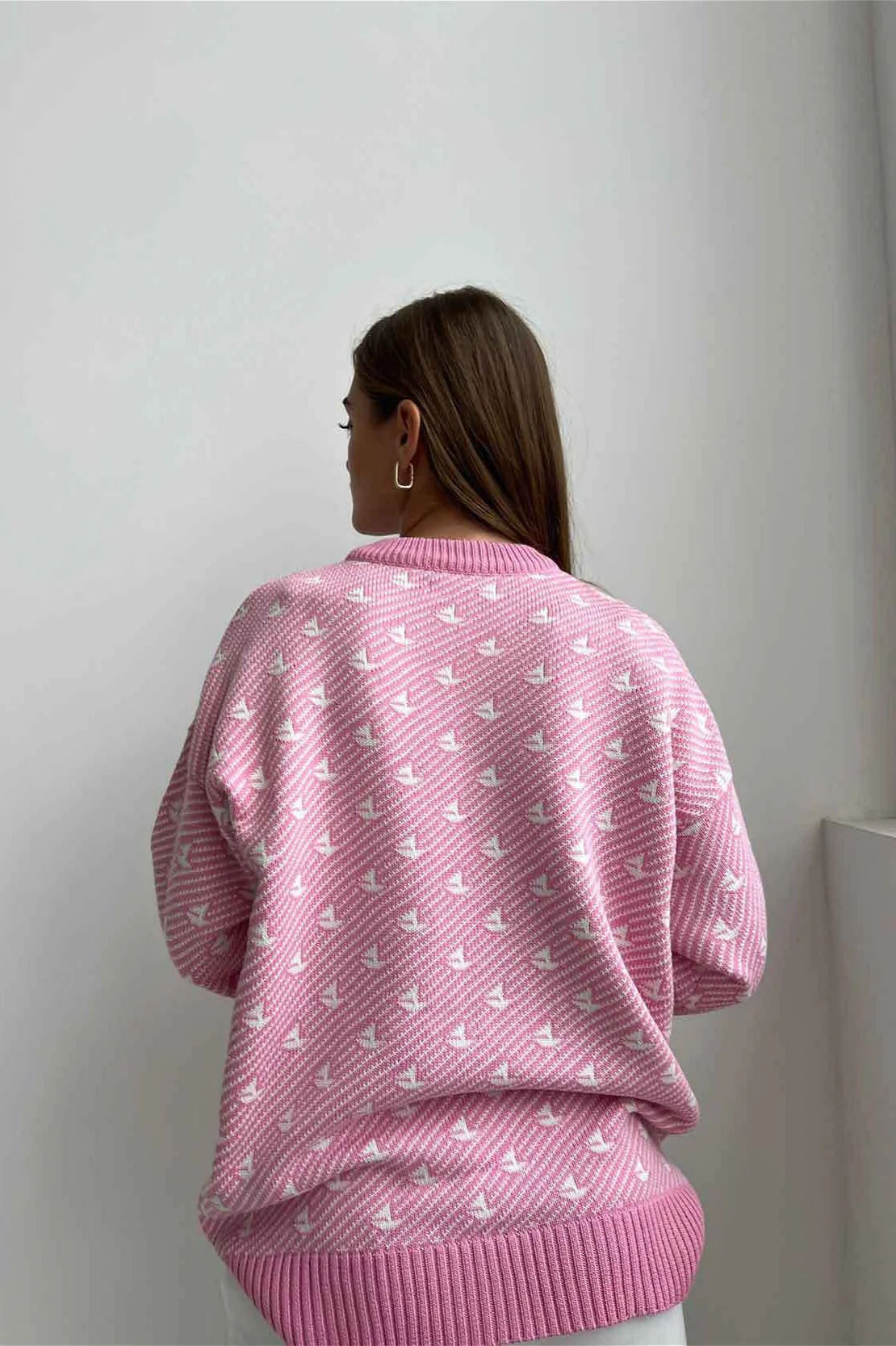 Sailboat Pattern Crew Neck Knit Sweater - Image 7