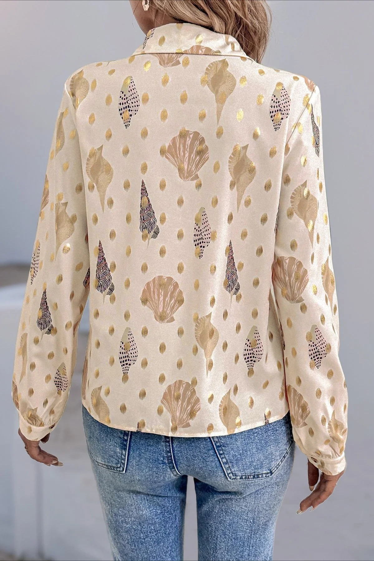Printed Loose Fit Collared Blouse - Image 3