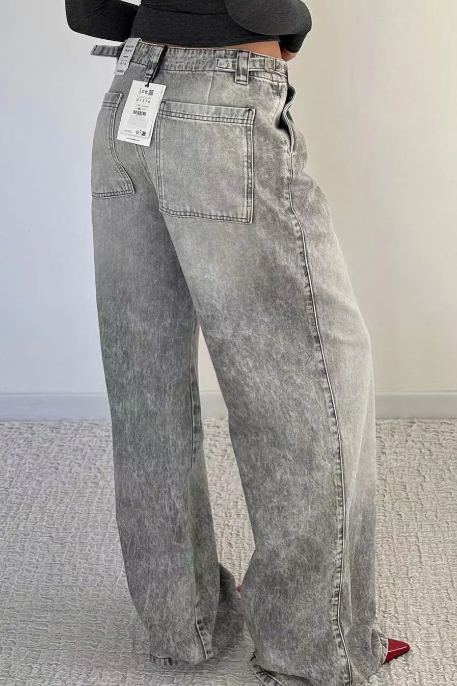 Low Rise Distressed Wide Leg Jeans - Image 2