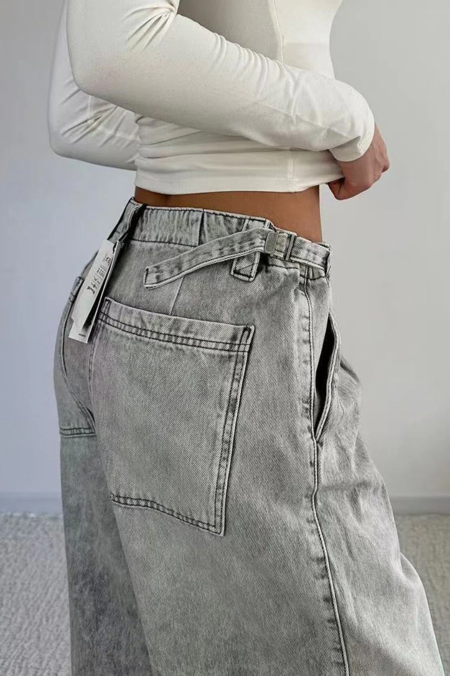 Low Rise Distressed Wide Leg Jeans - Image 3