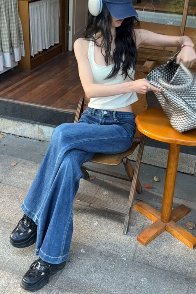 Dark Blue Low Rise Bootcut Jeans - Image 4