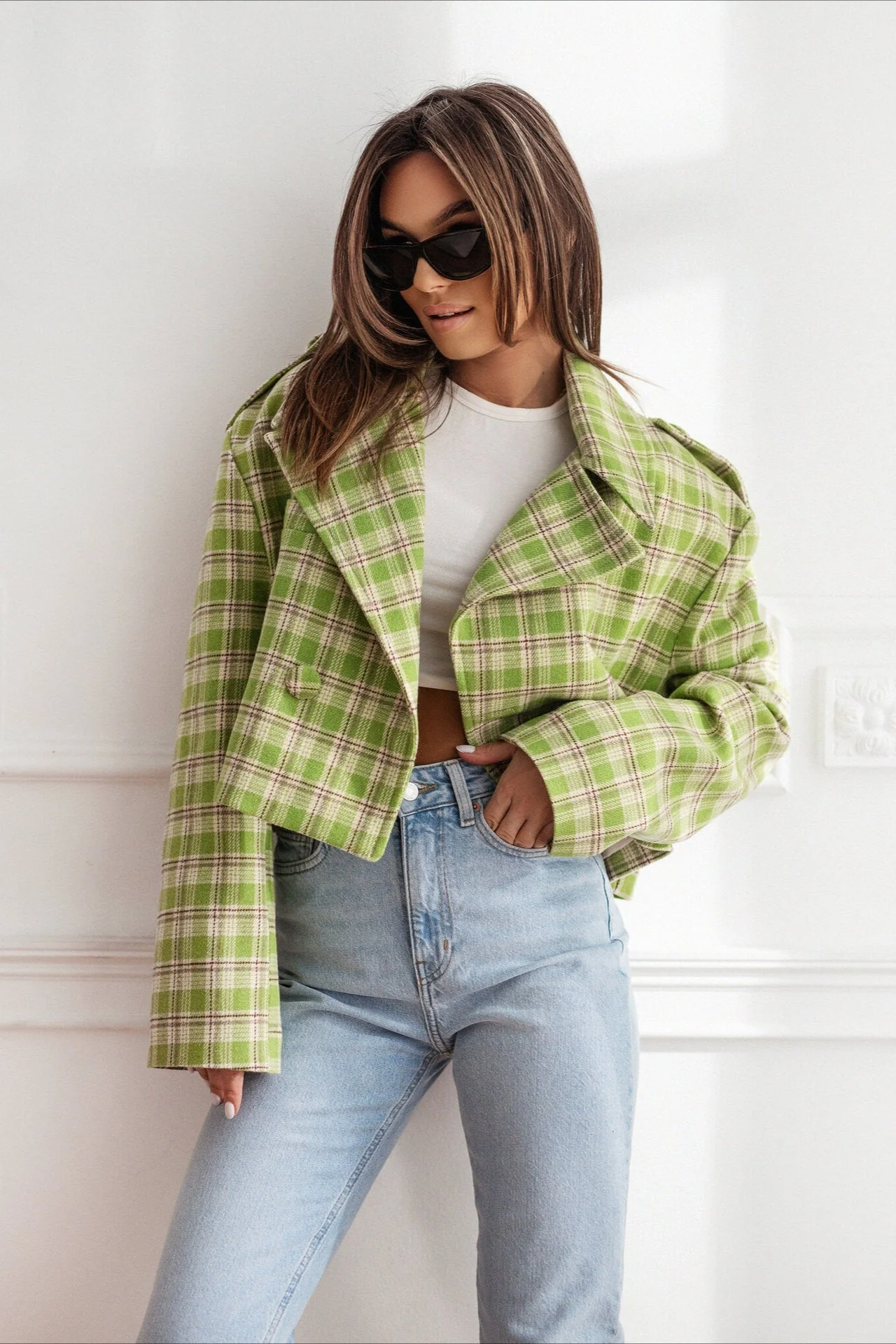 Plaid Wool Blend Blazer Coat - Image 2
