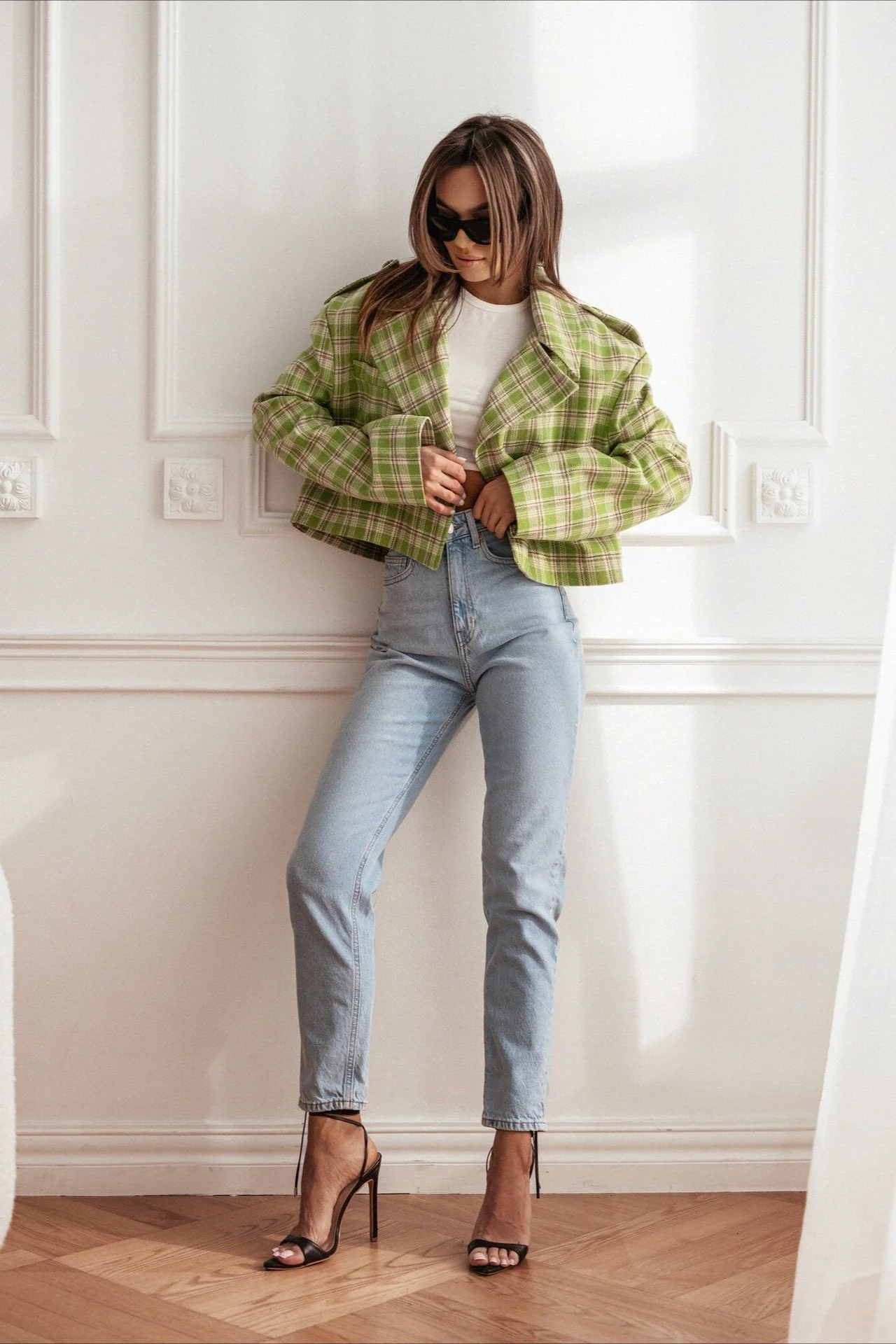 Plaid Wool Blend Blazer Coat - Image 3