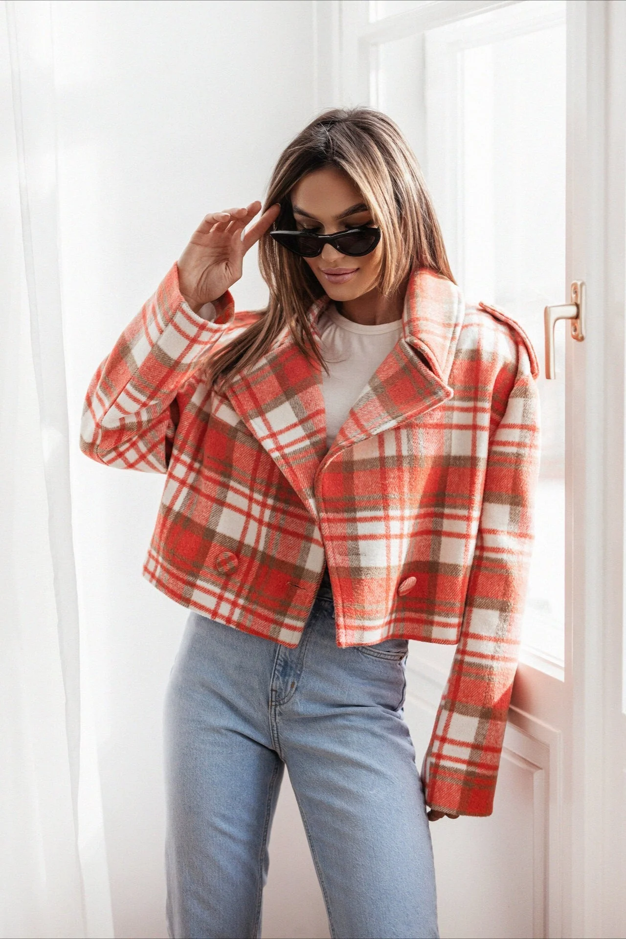 Plaid Wool Blend Blazer Coat - Image 5