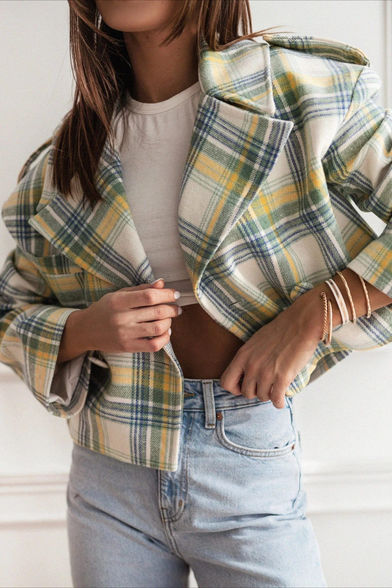 Plaid Wool Blend Blazer Coat - Image 7