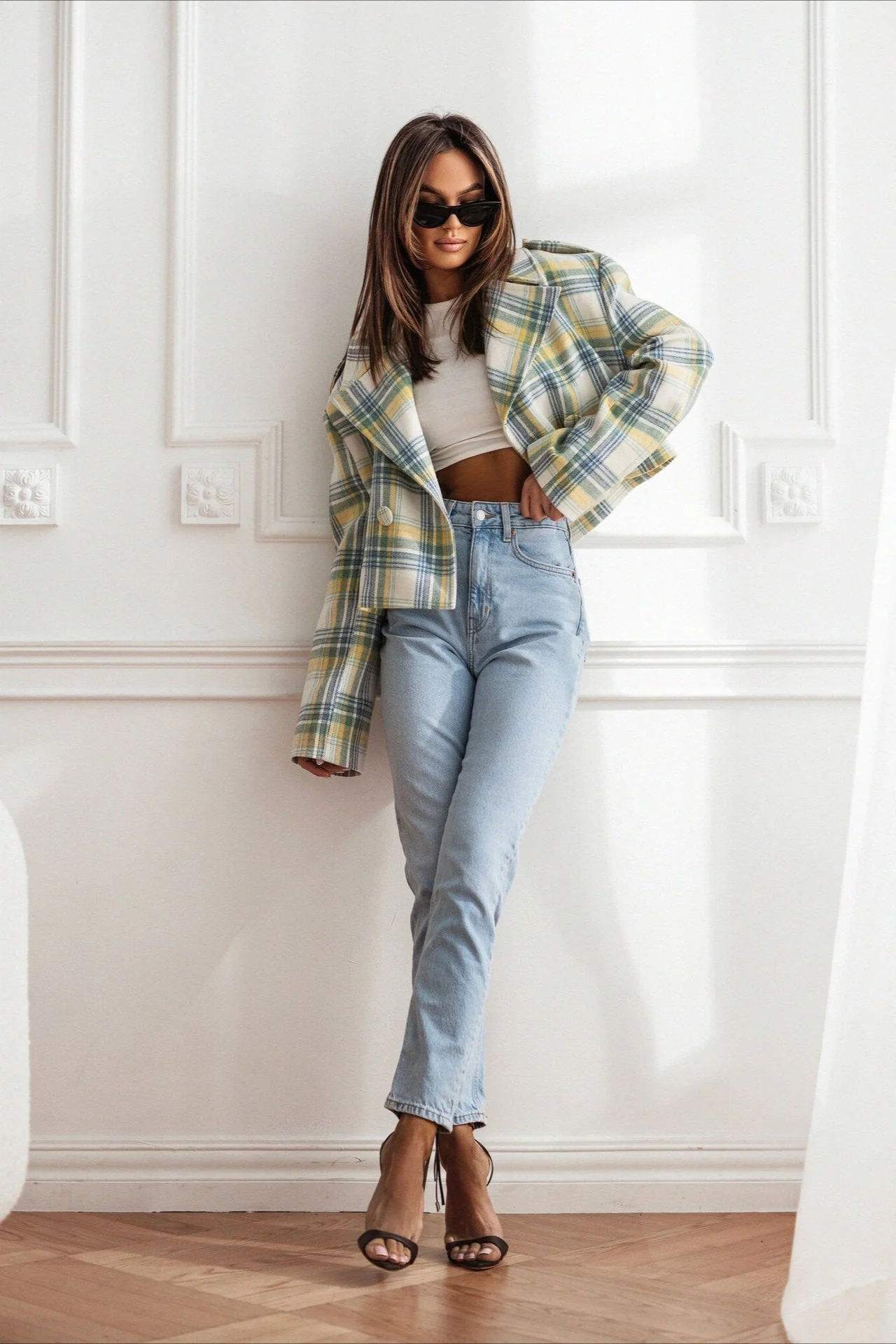 Plaid Wool Blend Blazer Coat - Image 9