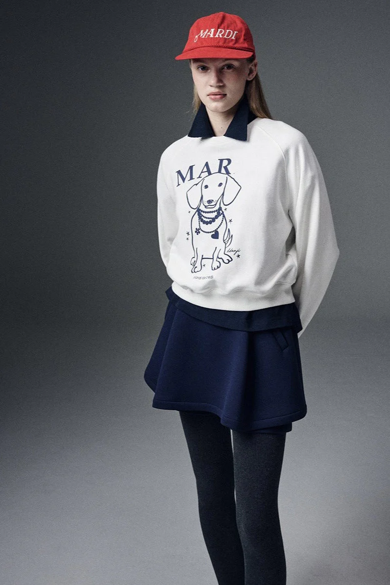 Rhinestone Dog Print Raglan Sweatshirt - Image 3