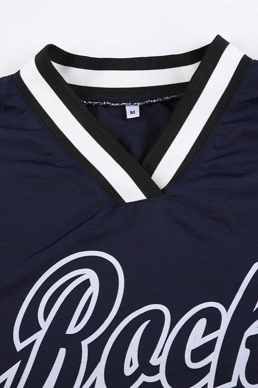 Loose Fit Sports Knit V Neck Sweatshirt - Image 4