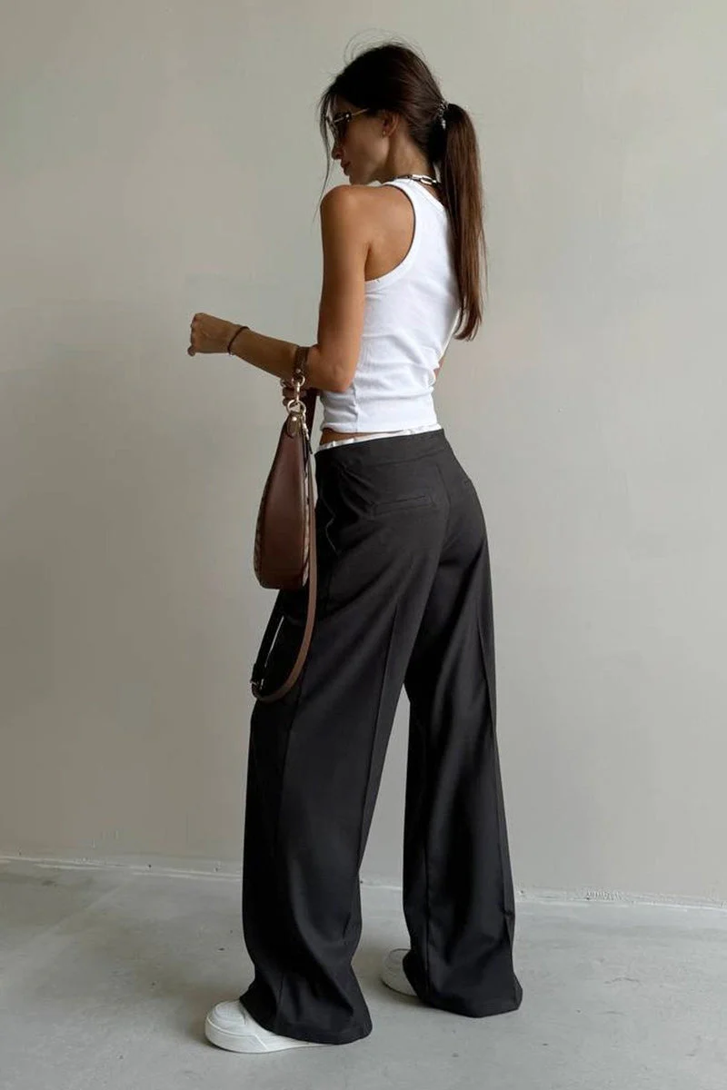 Tie Waist Two Piece Look Trousers Pants - Image 6