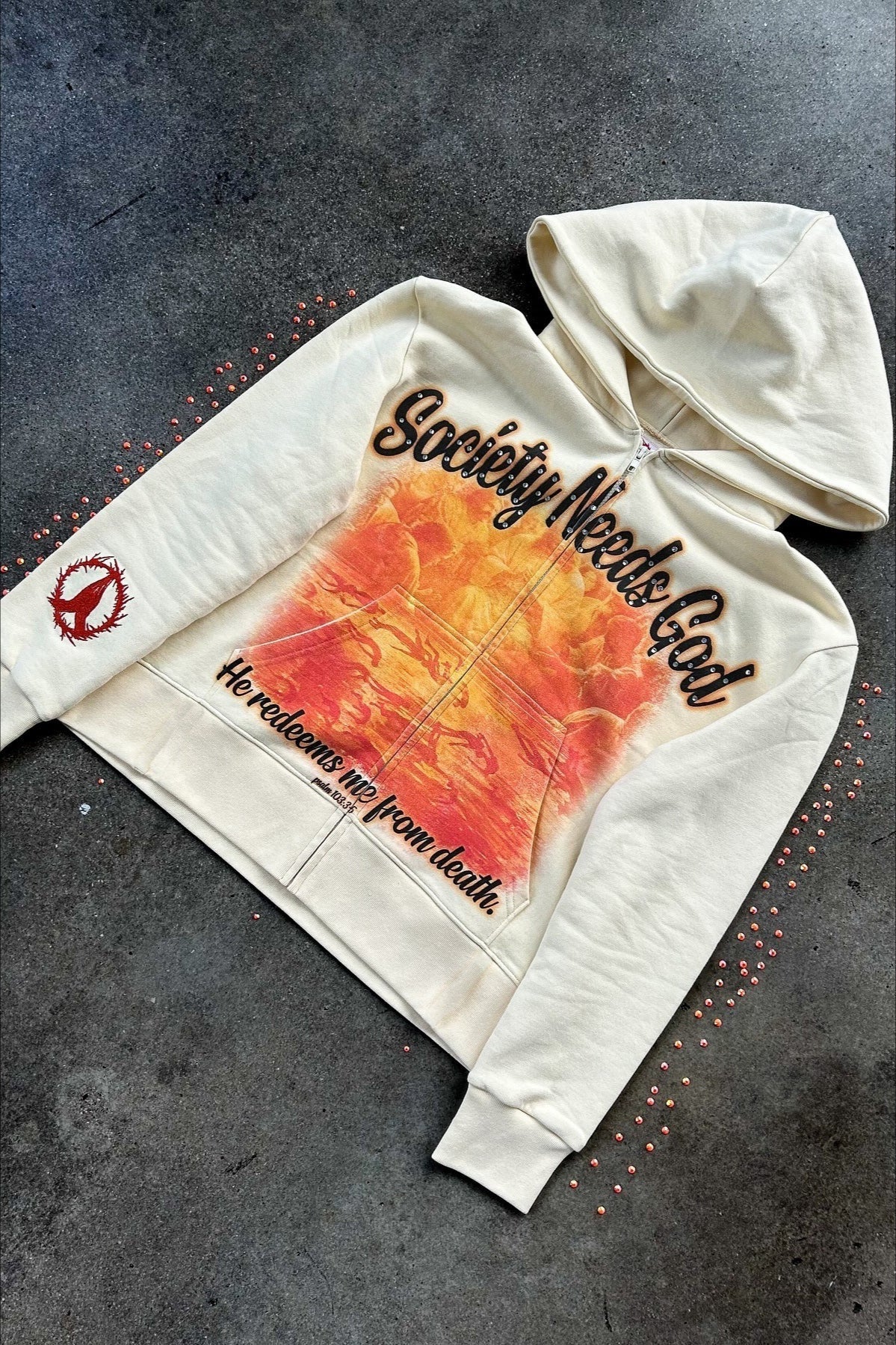 Vintage Print Pullover Hoodie - Image 2