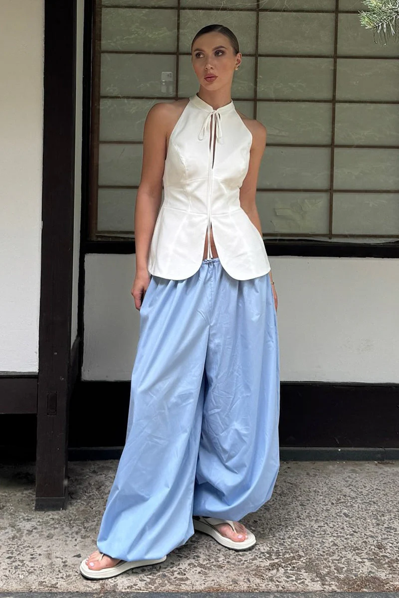 Cotton Lantern Wide Leg Pants - Image 2