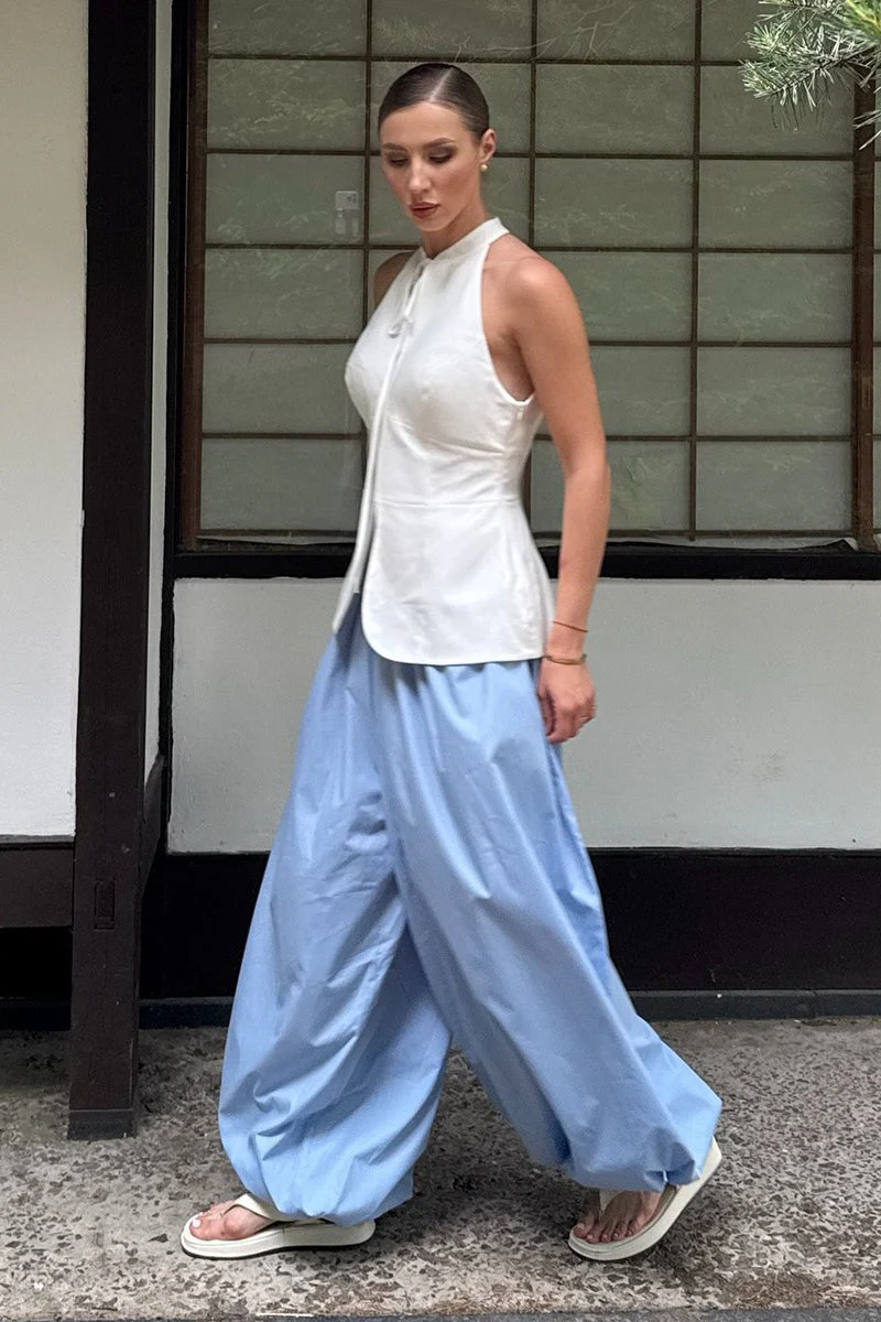 Cotton Lantern Wide Leg Pants - Image 3