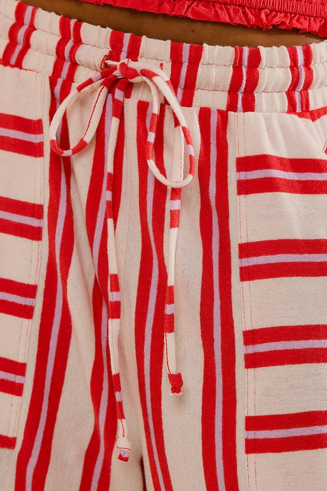 Beach Style Striped Drawstring Wide Leg Pants - Image 7