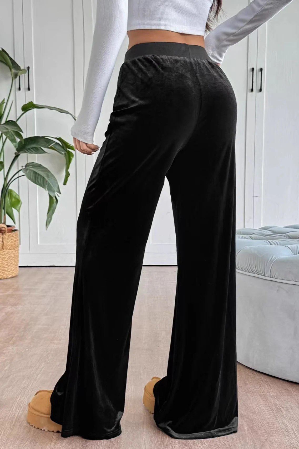 High Waist Velvet Flare Pants - Image 4