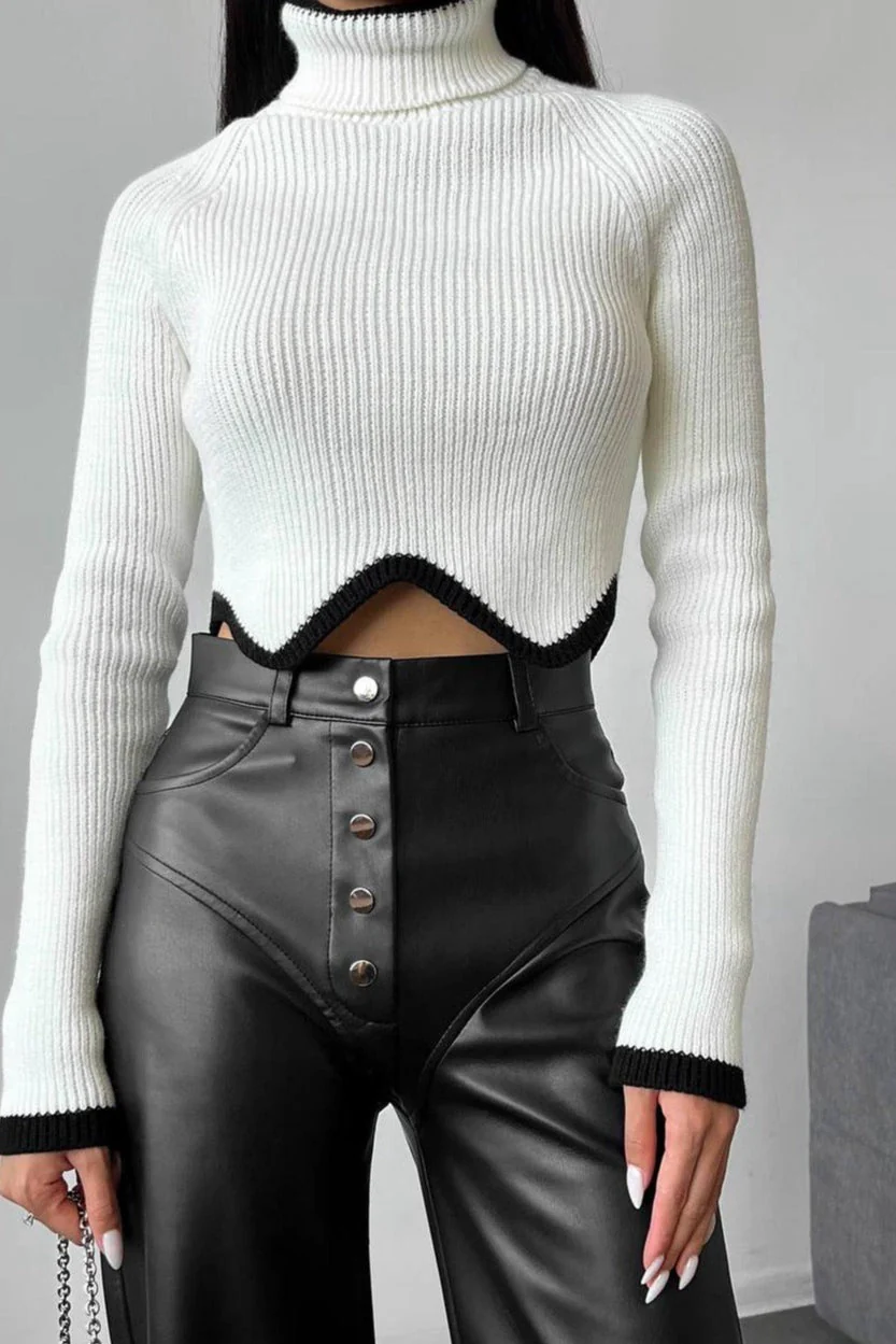 Leather Patchwork Casual Pants - Image 3