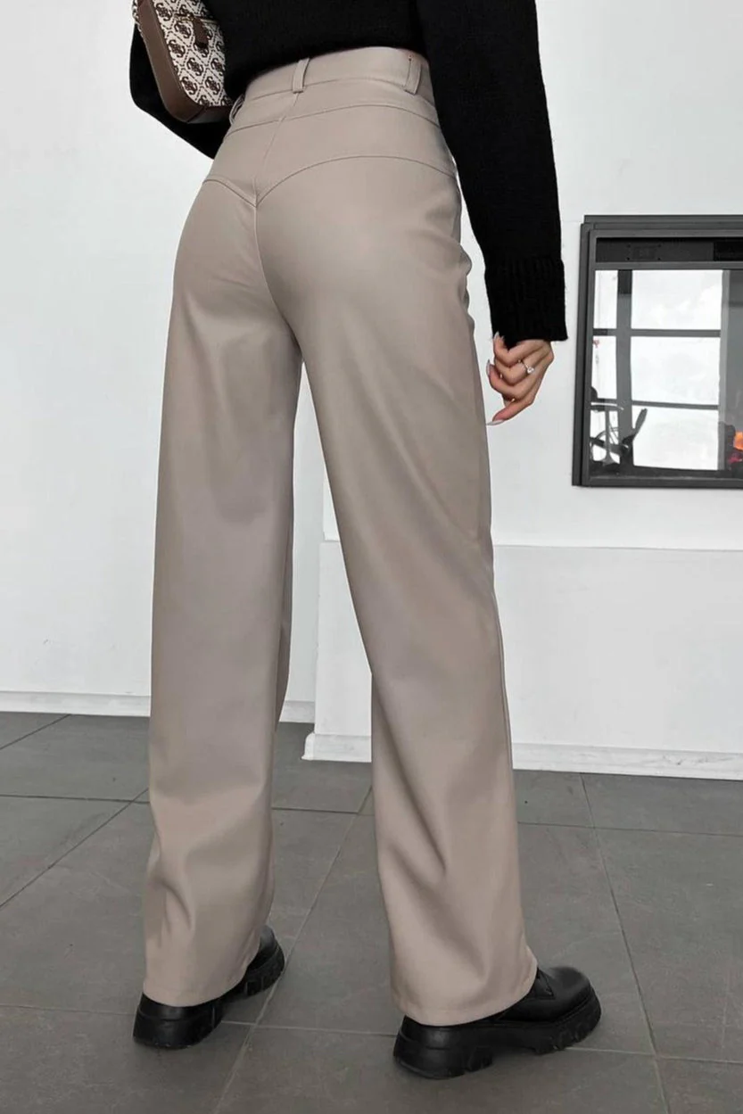 Leather Patchwork Casual Pants - Image 5