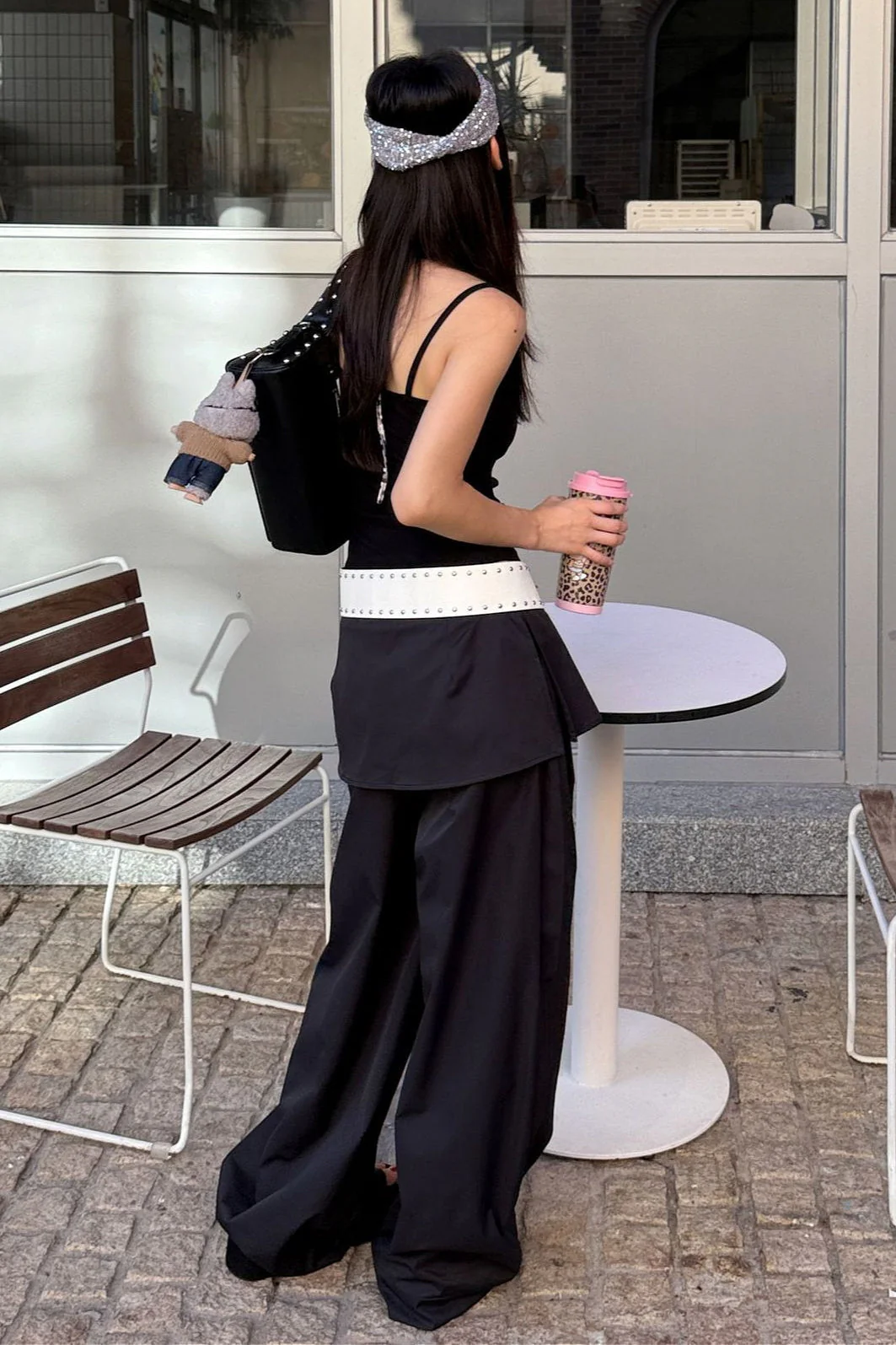 Street Style Loose Fit Spliced Wide Leg Pants - Image 5