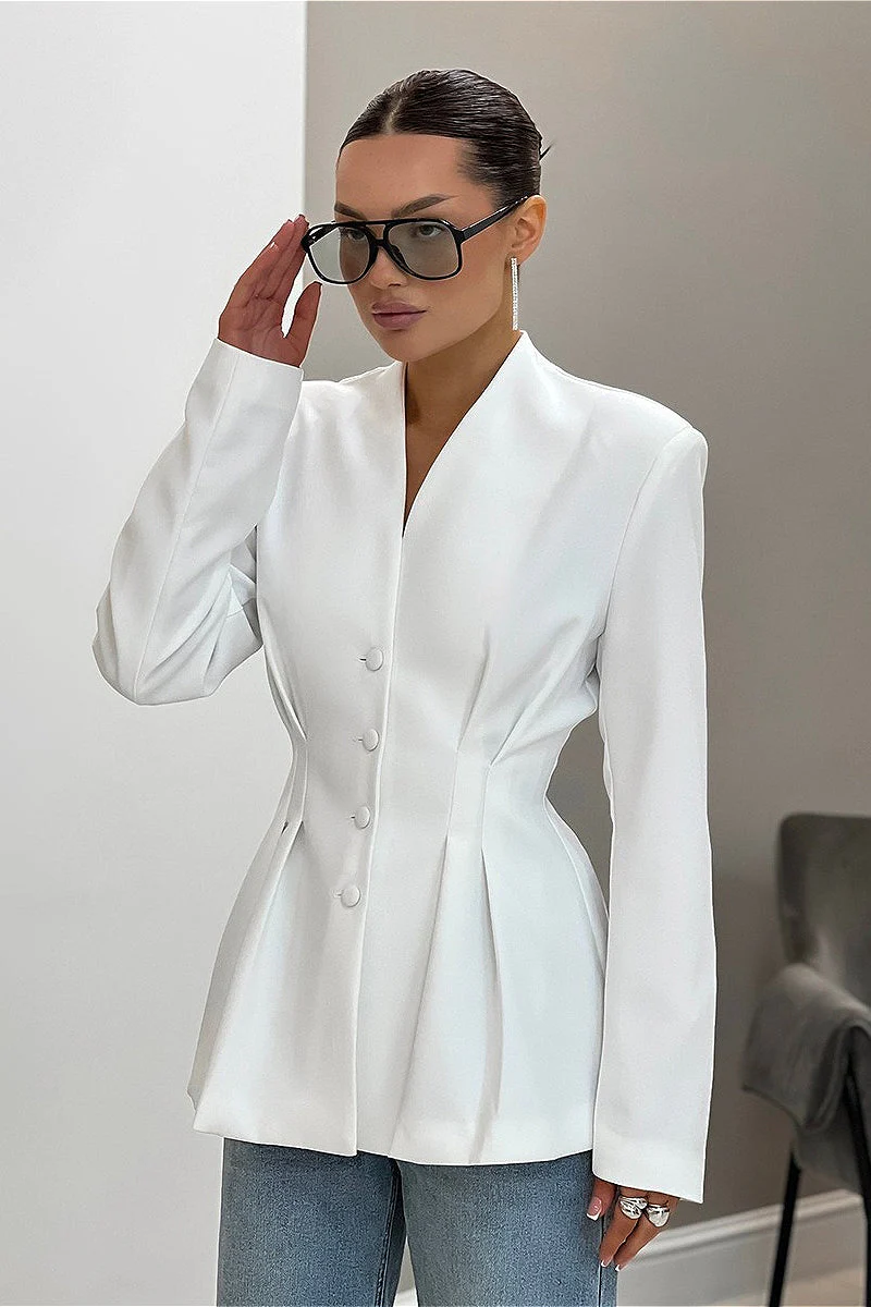 V Neck Waist Cinched Blazer - Image 6