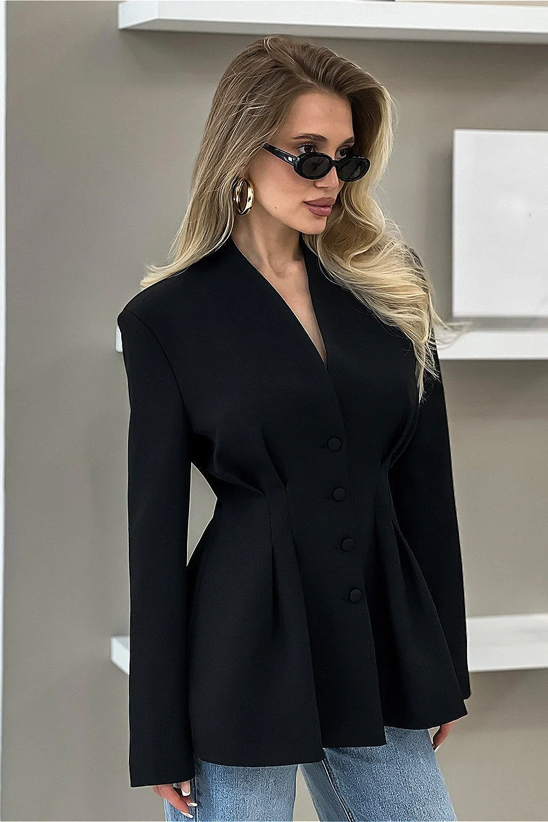 V Neck Waist Cinched Blazer - Image 8