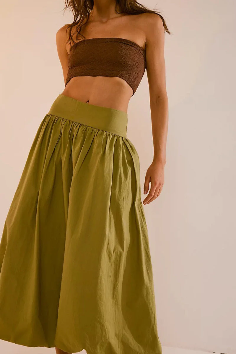 Pocketed Ruched Elastic Waist Balloon Skirt - Image 6