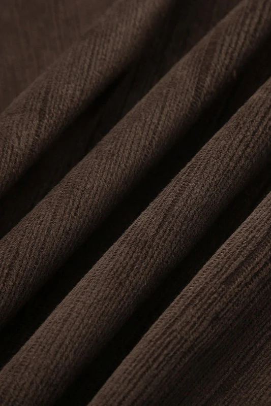 Retro Brown High Waist Asymmetrical Skirt - Image 4
