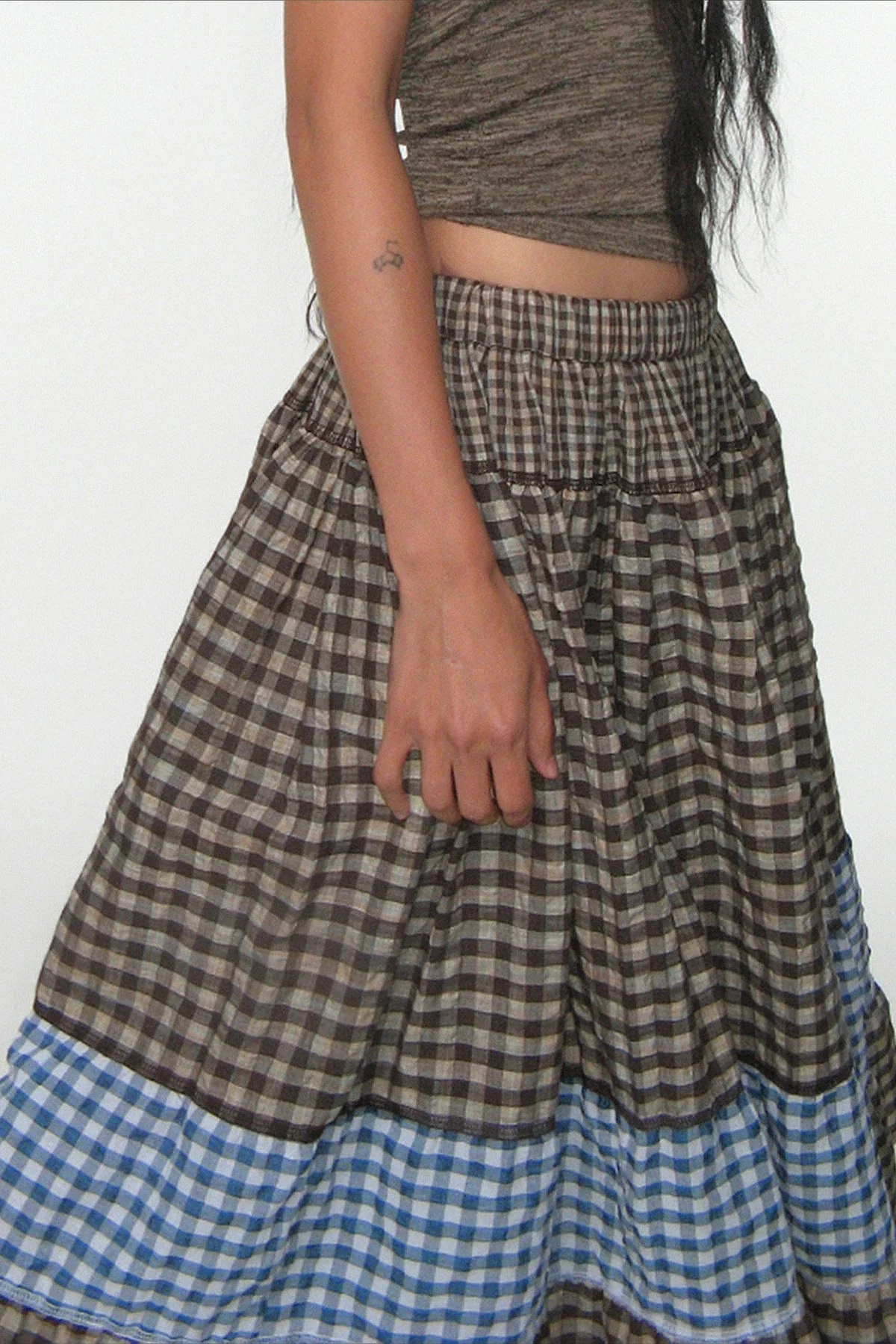 Vintage Plaid Colorblock Maxi Skirt - Image 2