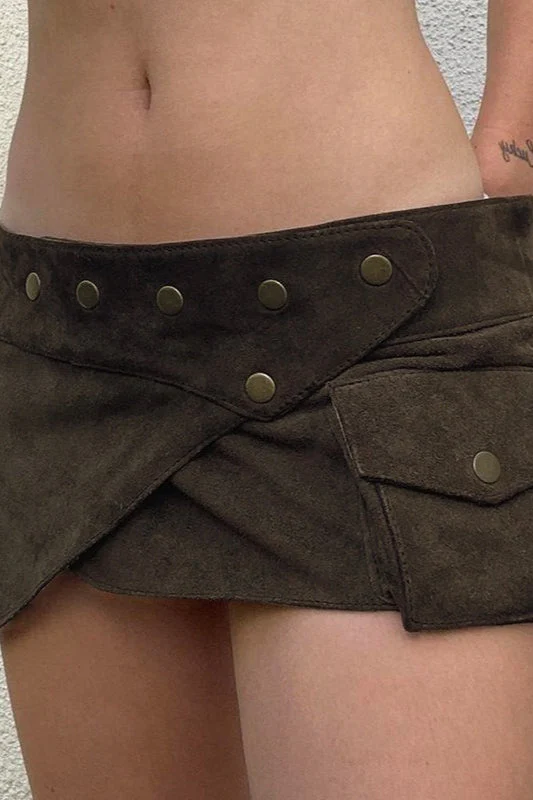 Vintage Low Waist Studded Mini Skirt - Image 2