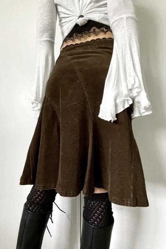 Vintage Lace Trim Colorblock A-Line Skirt - Image 3