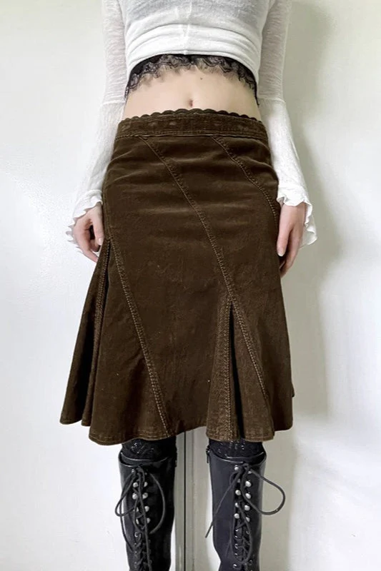 Vintage Lace Trim Colorblock A-Line Skirt - Image 4