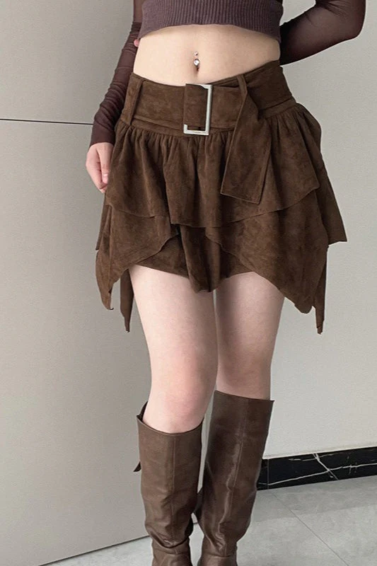 High Waist Layered Asymmetrical Skirt - Image 2