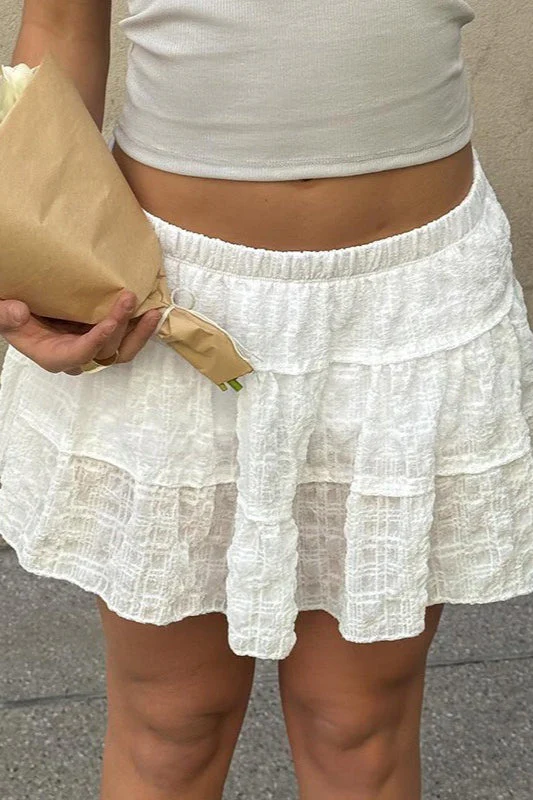 Textured Patchwork Low Waist A-Line Skirt - Image 2