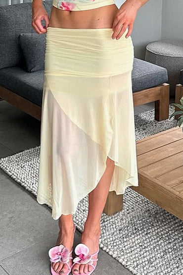 Sheer Floral Print Low-Waist Skirt - Image 2