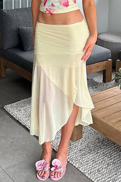 Sheer Floral Print Low-Waist Skirt - Image 3